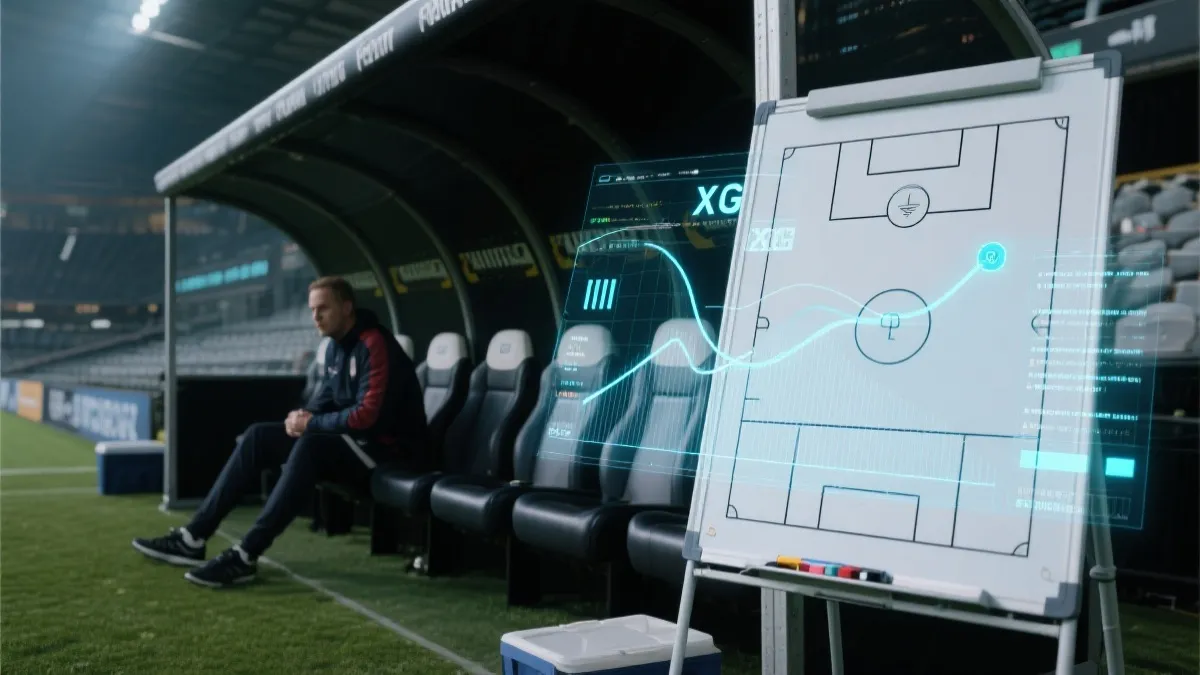 教练席与战术板、实时数据叠加的比赛分析场景