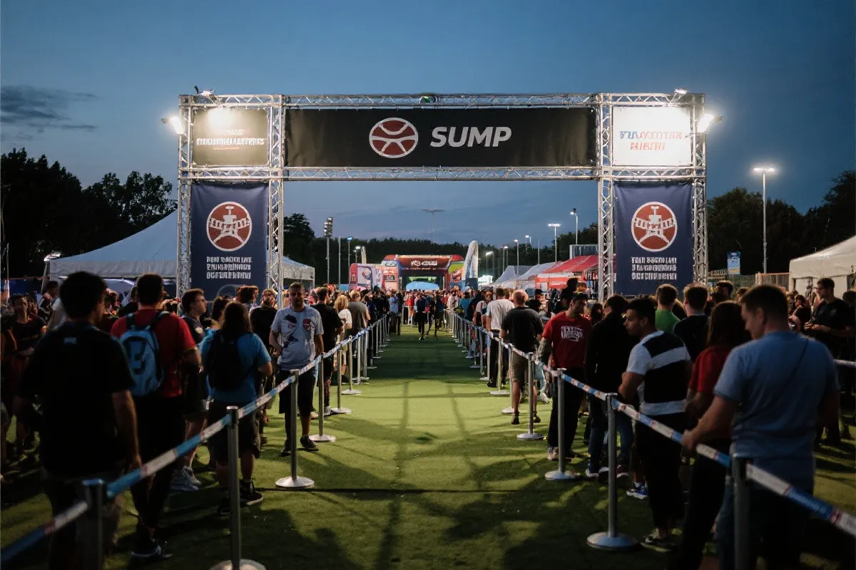 官方球迷区入口与人流动线示意氛围图