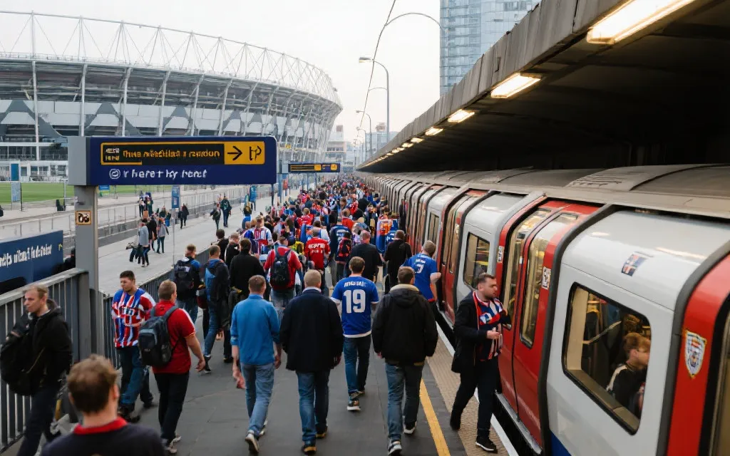 比赛日球迷在墨西哥城乘坐公共交通前往球场的动线示意氛围